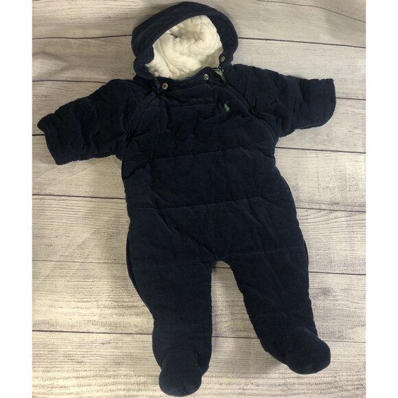 Ralph Lauren Polo Size 6M Blue #Corduroy SnowSuit Bunting